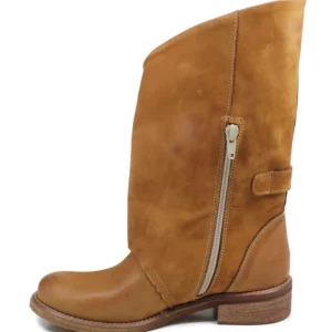 Stivali Estivi | Bikers Estivi | In Time Stivali Biker Boots Asimmetrici Estivi "MT/A" - Cuoio