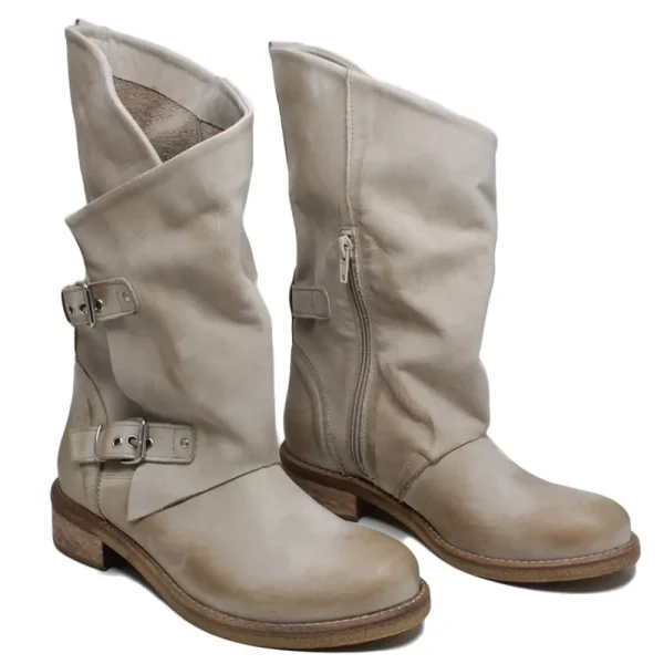 Stivali Estivi | Bikers Estivi | In Time Stivali Biker Boots Asimmetrici Estivi "MT/A" - Taupe