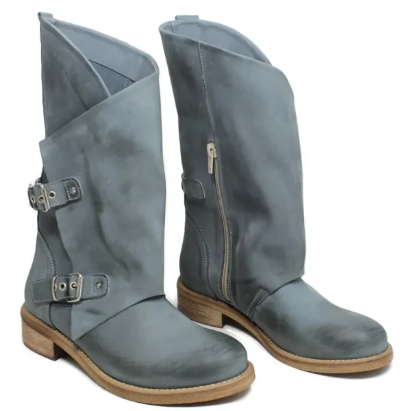 Bikers Estivi | Stivali Estivi | In Time Stivali Biker Boots Asimmetrici Estivi "MT/A" - Jeans