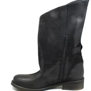 Stivali Estivi | Bikers Estivi | In Time Stivali Biker Boots Asimmetrici Estivi "MT/A" - Nabuk Nero