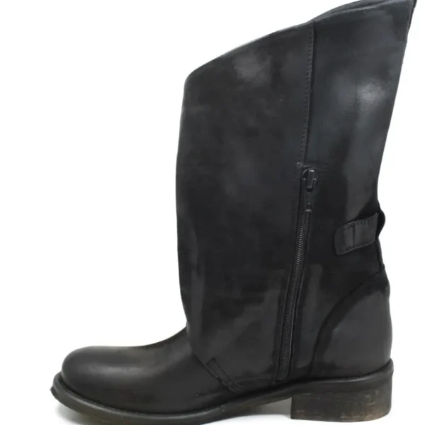 Stivali Estivi | Bikers Estivi | In Time Stivali Biker Boots Asimmetrici Estivi "MT/A" - Nabuk Nero