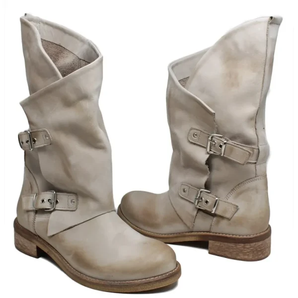 Stivali Estivi | Bikers Estivi | In Time Stivali Biker Boots Asimmetrici Estivi "MT/A" - Taupe