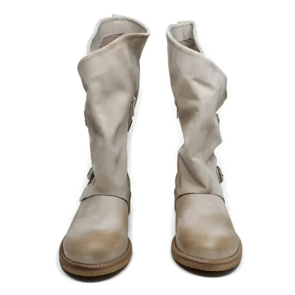 Stivali Estivi | Bikers Estivi | In Time Stivali Biker Boots Asimmetrici Estivi "MT/A" - Taupe