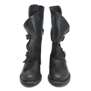 Stivali Estivi | Bikers Estivi | In Time Stivali Biker Boots Asimmetrici Estivi "MT/A" - Nabuk Nero