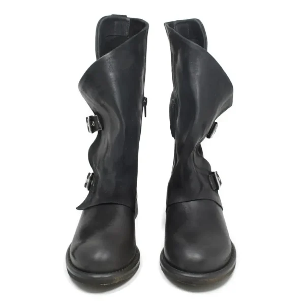 Stivali Estivi | Bikers Estivi | In Time Stivali Biker Boots Asimmetrici Estivi "MT/A" - Nabuk Nero