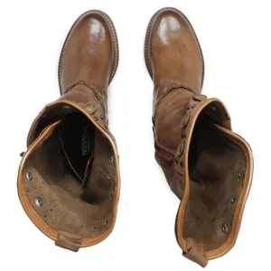 Bikers Estivi | Stivali Estivi | Personal Stivali Biker Boots con borchie e due cinturini "DALIA" - Lavato Cuoio