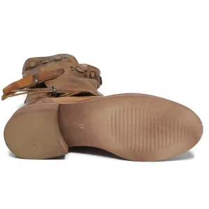 Bikers Estivi | Stivali Estivi | Personal Stivali Biker Boots con borchie e due cinturini "DALIA" - Lavato Cuoio