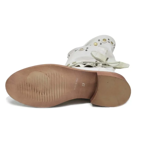 Stivali Estivi | Bikers Estivi | Personal Stivali Biker Boots con borchie e due cinturini "DALIA" - Lavato Beige