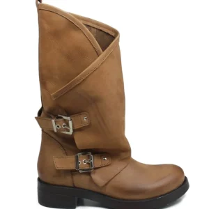 Stivali Invernali | Bikers Invernali | In Time Stivali Biker Boots con due fibbie "MANTRA/A" - Cuoio