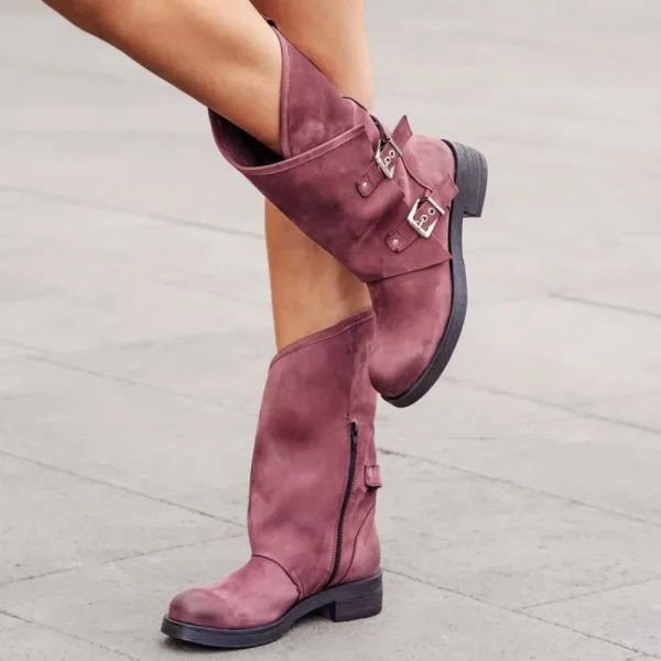 Stivali Invernali | Bikers Invernali | In Time Stivali Biker Boots con due fibbie "MANTRA/A" - Bordeaux