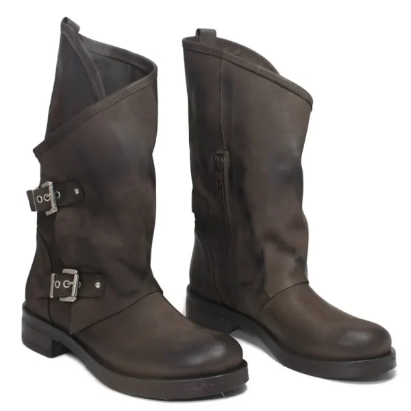 Stivali Invernali | Bikers Invernali | In Time Stivali Biker Boots con due fibbie "MANTRA/A" - Testa di Moro TestadiMoro