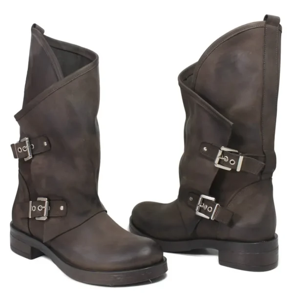 Stivali Invernali | Bikers Invernali | In Time Stivali Biker Boots con due fibbie "MANTRA/A" - Testa di Moro TestadiMoro