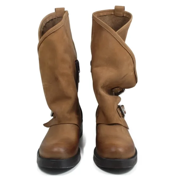 Stivali Invernali | Bikers Invernali | In Time Stivali Biker Boots con due fibbie "MANTRA/A" - Cuoio