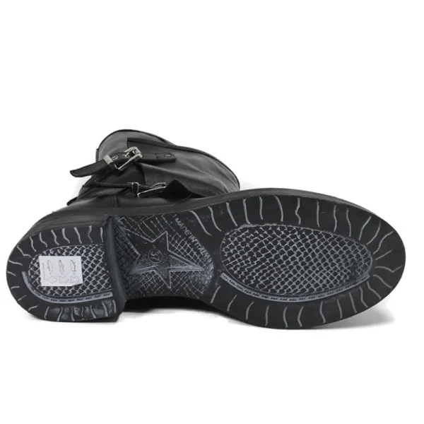Stivali Invernali | Bikers Invernali | In Time Stivali Biker Boots con due fibbie "MANTRA/A" - Pelle Nero