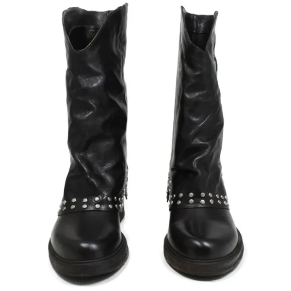 Stivali Invernali | Bikers Invernali | Personal Stivali Biker Boots con ghetta risvolto e borchiette "NIVES" - Lavato Testa di Moro TestadiMoro