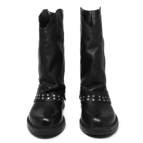Stivali Invernali | Bikers Invernali | Personal Stivali Biker Boots con ghetta risvolto e borchiette "NIVES" - Lavato Nero
