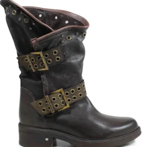 Stivali Invernali | Bikers Invernali | Personal Stivali Biker Boots con occhielli e due cinturini "DADA" - Testa di Moro TestadiMoro