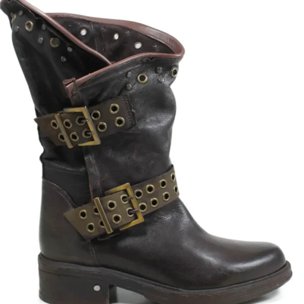 Stivali Invernali | Bikers Invernali | Personal Stivali Biker Boots con occhielli e due cinturini "DADA" - Testa di Moro TestadiMoro