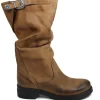 Stivali Invernali | Bikers Invernali | In Time Stivali Biker Boots Metà Polpaccio "NOA/M" - Nabuk Cuoio
