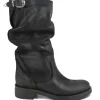 Bikers Invernali | Stivali Invernali | In Time Stivali Biker Boots Metà Polpaccio "NOA/M" - Nabuk Nero