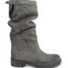 Stivali Invernali | Bikers Invernali | In Time Stivali Biker Boots Metà Polpaccio "NOA/M" - Nabuk Grigio