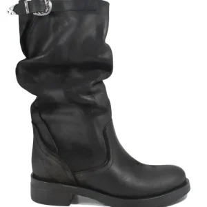 Bikers Invernali | Stivali Invernali | In Time Stivali Biker Boots Metà Polpaccio "NOA/M" - Nabuk Nero