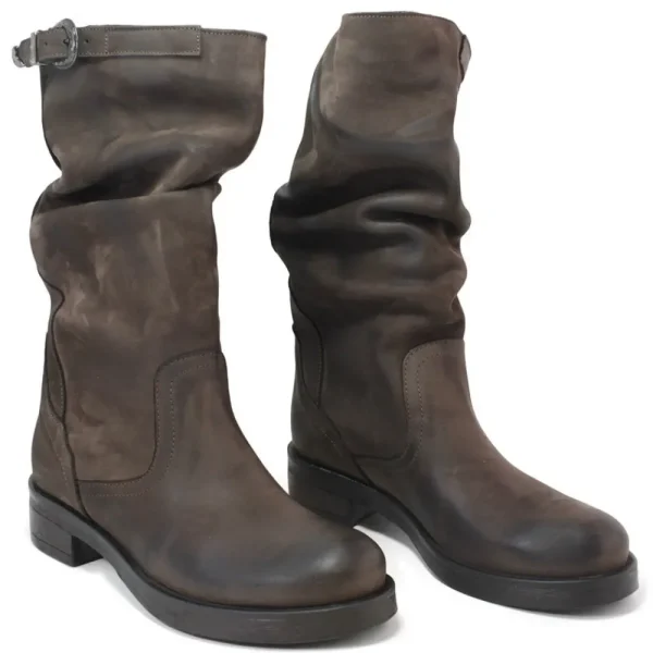 Stivali Invernali | Bikers Invernali | In Time Stivali Biker Boots Metà Polpaccio "NOA/M" - Testa di Moro TestadiMoro