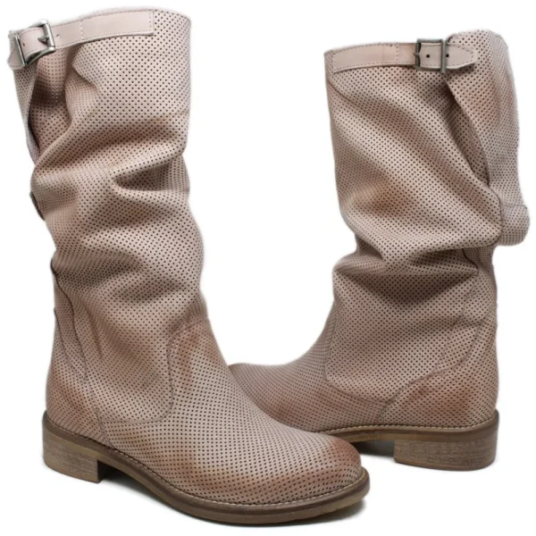 Bikers Estivi | Stivali Estivi | In Time Stivali Biker Boots Traforati Estivi "Bik/M" - Cipria