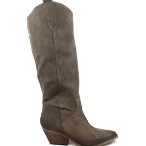Stivali Estivi | Stivali Con Tacco | Personal Stivali Camperos Alti in Pelle Scamosciata "PAM" - Taupe