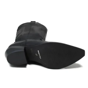 Stivali Con Tacco | Stivali Texani | Personal Stivali Camperos Texani Alti con Ricamo "RIM" - Pelle Ingrassata Nero