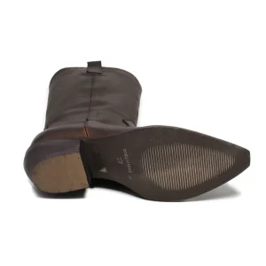 Stivali Con Tacco | Stivali Texani | Personal Stivali Camperos Texani Alti con Ricamo "RIM" - Pelle Ingrassata Marrone TestadiMoro