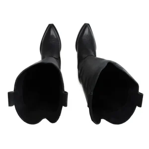 Stivali Con Tacco | Stivali Texani | Personal Stivali Camperos Texani Alti con Ricamo "RIM" - Pelle Ingrassata Nero