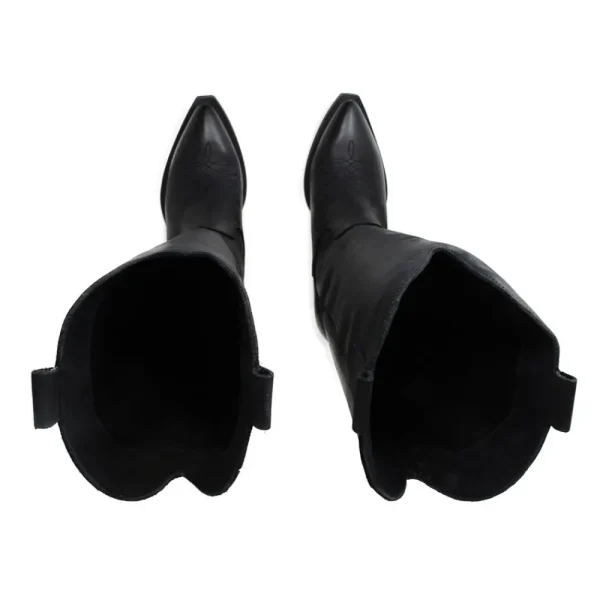 Stivali Con Tacco | Stivali Texani | Personal Stivali Camperos Texani Alti con Ricamo "RIM" - Pelle Ingrassata Nero