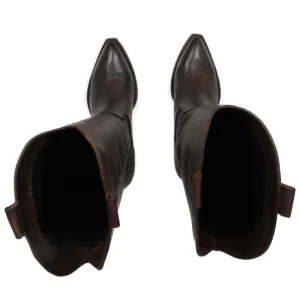 Stivali Con Tacco | Stivali Texani | Personal Stivali Camperos Texani Alti con Ricamo "RIM" - Pelle Ingrassata Marrone TestadiMoro