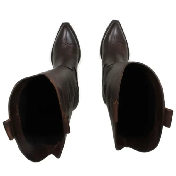 Stivali Con Tacco | Stivali Texani | Personal Stivali Camperos Texani Alti con Ricamo "RIM" - Pelle Ingrassata Marrone TestadiMoro