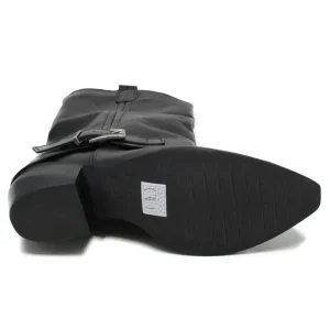 Stivali Con Tacco | Stivali Texani | Personal Stivali Camperos Texani con Bavero Risvolto e Fibbia "SEDONA" - Pelle Nero