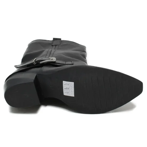 Stivali Con Tacco | Stivali Texani | Personal Stivali Camperos Texani con Bavero Risvolto e Fibbia "SEDONA" - Pelle Nero