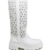 Stivali Estivi | Stivali E Scarpe Con Zeppa | In Time Stivali Combat Boots Estivi Laserati "OLIVIA" - Pelle Bianco