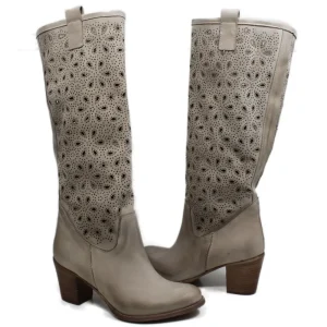 Stivali Estivi | Stivali Con Tacco | In Time Stivali Tacco Medio Estivi Laserati "Flor" - Taupe