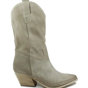 Stivali Con Tacco | Stivali Estivi | Personal Stivali Texani Sfoderati in Pelle Scamosciata "TAIS" - Beige